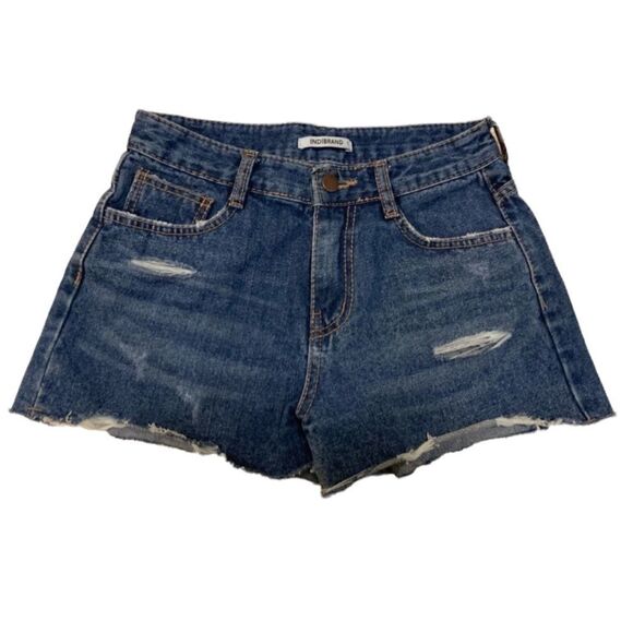 Indibrand high waisted jean Shorts Sz 1 - Picture 1 of 4